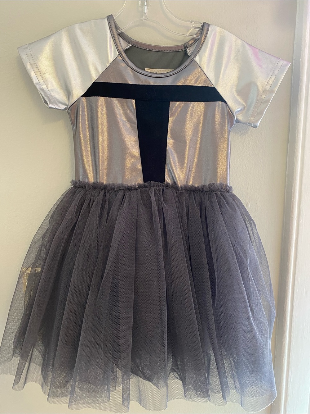 Mandalorin Kids star wars theme Shimmery Silver & Gray Tulle Costume Dress